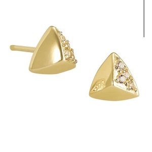 NEW KENDRA SCOTT Perry 14K Yellow Goldplated & Cubic Zirconia Stud Earrings